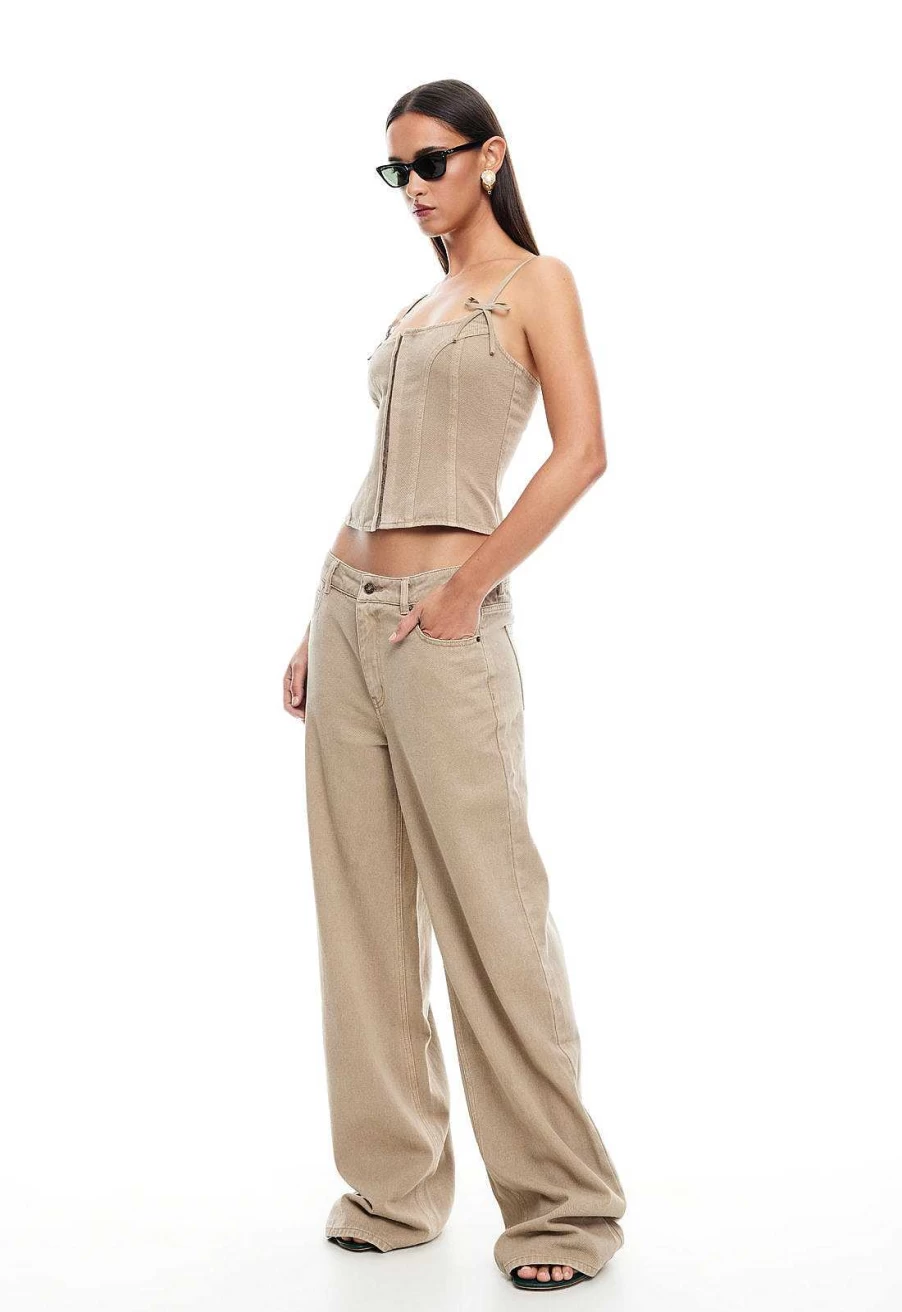 Lioness Women's Denim Corset Top - Stylish Adjustable Waist Trainer Bustier