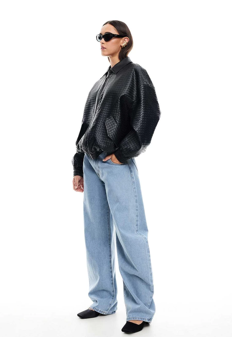 Lioness Women's Kenny Bomber Jacket | Lightweight Casual Faux Leather Coat